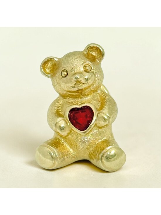 Avon Jewelry - Cute Vintage Gold Tone Avon Tac/Lapel Pin with Red Crystal Heart, Approx. 1 inch